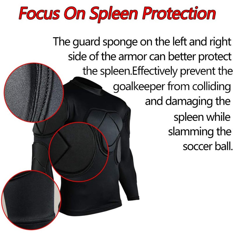 Shinestone Adult Men's Goalkeeper Armor BodyShield Padded Compression Long Sleeves Shirt with Sponge Protector for Football Baseball(Shirt-01,X-Large) - Image 3